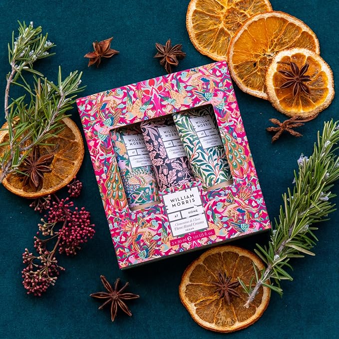 Heathcote & Ivory William Morris At Home Peacock-Three Hand Creams 3x30ml - Nourishing Trio for Soft and Supple Hands! Moisturizing Hand Cream Set, Gift-Worthy Packaging