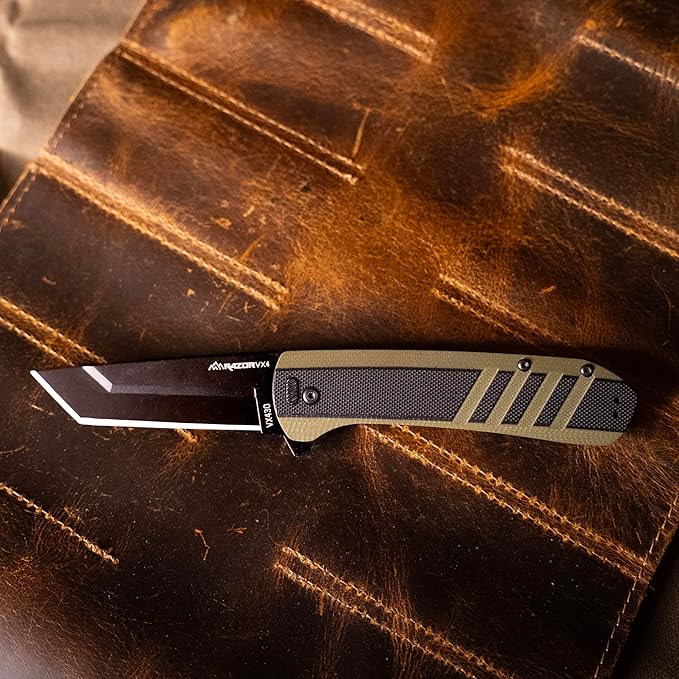 OUTDOOR EDGE Razor VX4 | Black G10 Over Green with Black Tanto | Replaceable Blade EDC Folding Pocket Knife | 3" Blade, Ceramic Ball Bearings, Reversible Pocket Clip | Outdoor, Camping, Survival, Utility