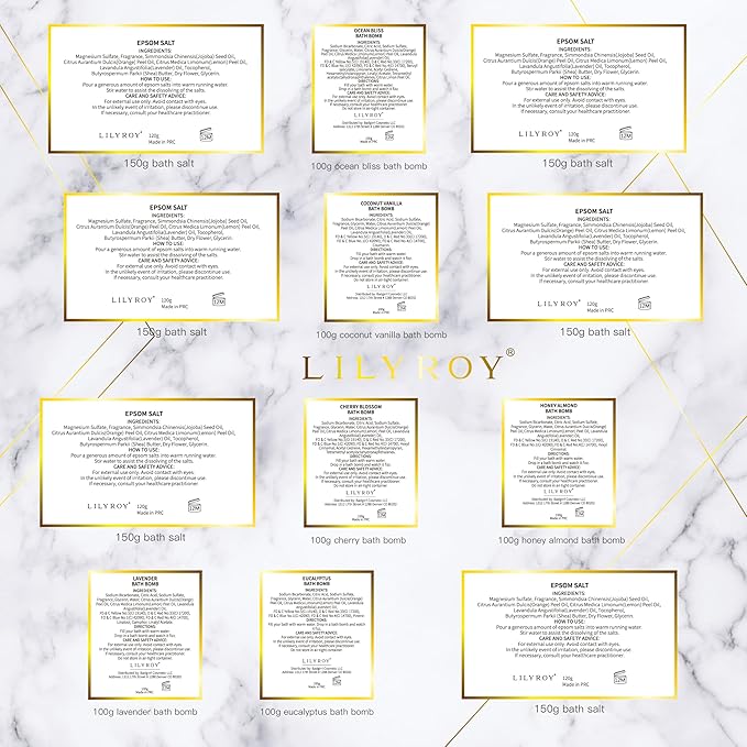 Mothers Day Gifts for Mom - Luxury 9-Piece Floral Epsom Salt Gift Set for Women, Bath & Body Gift Set in Elegant Box | Perfect Christmas, Birthday Gifts for Her & Him, All Occasion Holiday Present