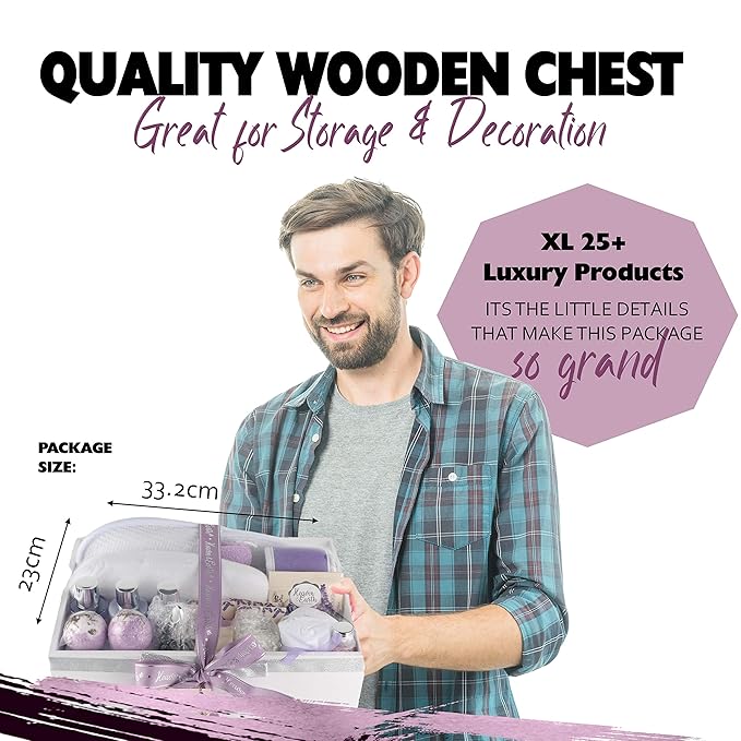 Valentines Gift Baskets for Women Spa Day! Natural Lavender Chamomile Spa Bath Sets for Women Gift Infused with Essential Oils. Sulfate Free Lavender Bath Set Spa Gift Set