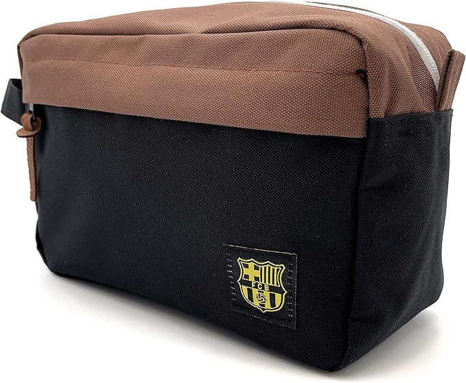 Icon Sports Fan Shop FC Barcelona World Soccer Club Team Logo Officially Licensed Toiletry Travel Bag (Black, ONE SIZE)