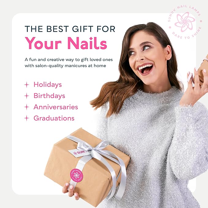 SUNUV Gel Nail Polish Kit with UV Light for Nails SUN2C 48W, 16 Colors Gel Polish Sets, Base and Top Coat with 8 PCS Manicure Tools Gift for Women