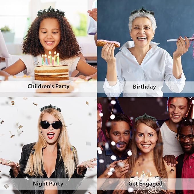 LIMELIA Women's Tiara for Henna Wedding Party|Glitter Hair Accessories for Bridal Birthday Pageant Prom Halloween Cos-play Christmas Party|Antares-Green