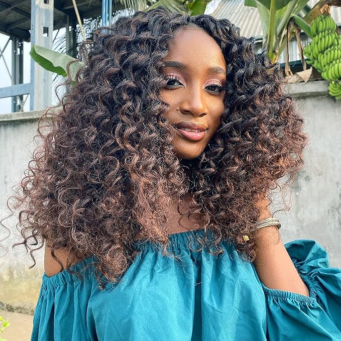 8 Packs Ocean Wave Crochet Hair Water Wave Crochet Braids for Women 14 Inch Short Curly Crochet Hair Beach Curl Deep Twist Crochet Braids Synthetic Braiding Hair Extensions (14 Inch, T1B/30#)