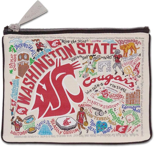 Catstudio Collegiate Zipper Pouch, Washington State University Travel Toiletry Bag, Ideal Gift for Alumni, Makeup Bag, Dog Treat Pouch, or Travel Purse