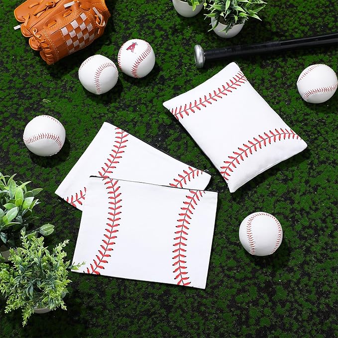 Eccliy 20 Pcs Baseball Makeup Bags Bulk Sport Team Gifts Baseball Cosmetic Bag Accessories for Women Toiletry Zipper Pouch Travel Canvas Gifts Stuff for Party Team Players Lover