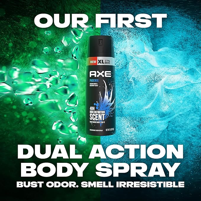 Axe Body Spray Deodorant For Long Lasting Odor Protection, Phoenix Deodorant For Men Formulated Without Aluminum, 4 Oz (Pack of 4)