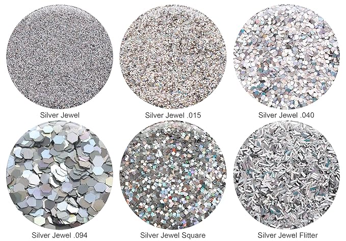 (6PK) - Amazing Variety of Holographic Silver Glitter! Different Shapes and Sizes - You Won't Find This Combination Anywhere Else! - (60 Grams)