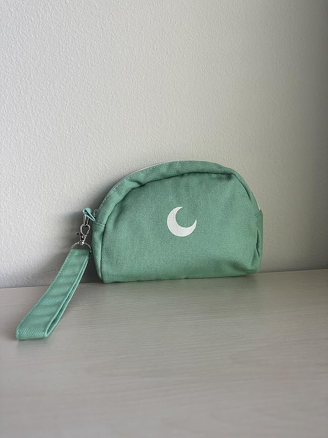 Brando Moon Smell Proof Makeup Bag with Moon - Carbon Neutralizing Fabric - Air Tight Zippers (Green)