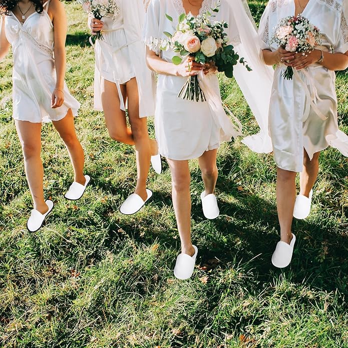 Ramede 80 Pairs Non Slip Disposable Slippers Bulk Hotel Spa Fluffy Closed Toe Indoor Slippers for Guests Men Women Home Wedding Travel Party