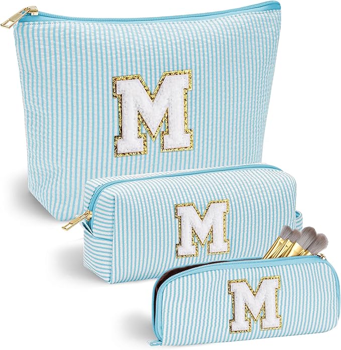 YOOLIFE Initial Makeup Bag - Skin Care for Teens 10-12 | Makeup Bag | Christmas & Mother's Day Gift for Tween Girls