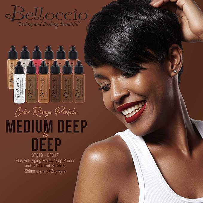 Belloccio Makeup and Tanning Airbrush System with DARK Foundation and Blush Set