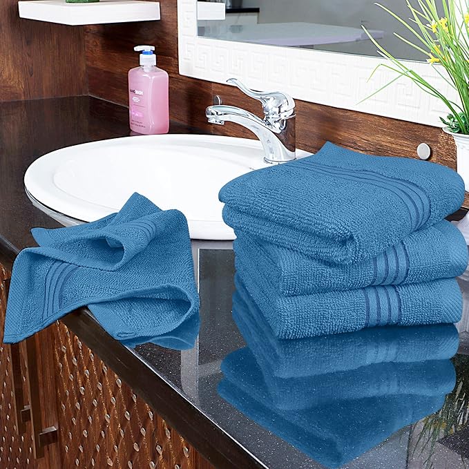 Utopia Towels 12 Pack Premium Wash Cloths Set, 12 by 12 Inches, 100% Cotton Ring Spun, Highly Absorbent and Soft Feel Washcloths for Bathroom, Spa, Gym, and Face, Electric Blue