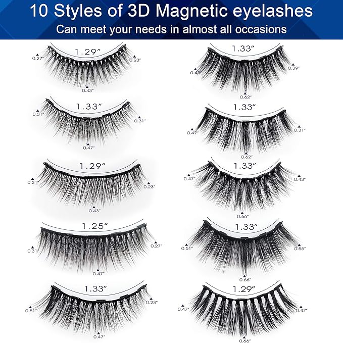 Alcastar Magnetic Eyelashes with Eyeliner Kit, Magnetic Lashes Natural Looking with, Reusable,Long Lasting, Easy Apply,Cruelty-Free. (ATZ1004A-3)