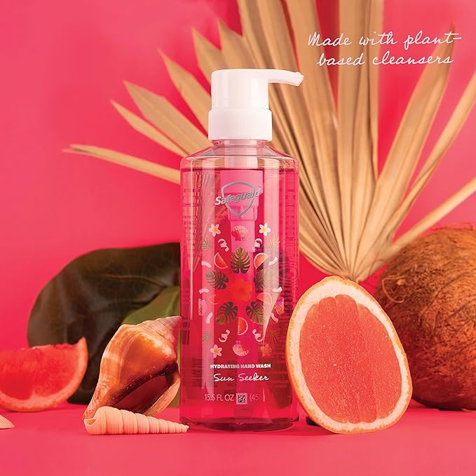 Safeguard Hydrating Liquid Hand Soap, Sun Seeker Scent, Made with Plant Based Cleansers, 15.5 oz (Pack of 4)