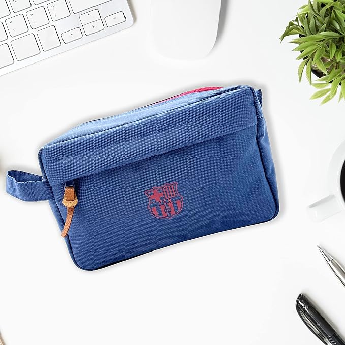 Icon Sports Fan Shop FC Barcelona World Soccer Club Team Logo Officially Licensed Toiletry Travel Bag (Navy, ONE SIZE)