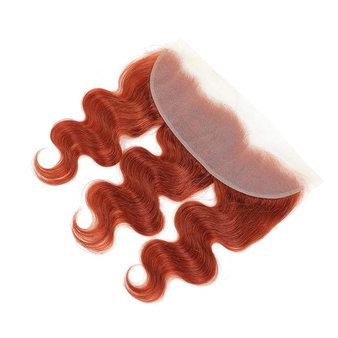 REMY HAIR Body Wave Bundles with 13x4 Lace Front Closure #350 Ginger Orange Human Hair Bundles Natural Wave Brazilian Human Hair Bundles 12 14 16 Inch with Closure 12