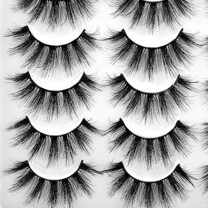 Lanflower Fake Eyelashes Natural Look Dramatic 3D Lashes Pack Faux Mink 20 Pairs 4 Styles
