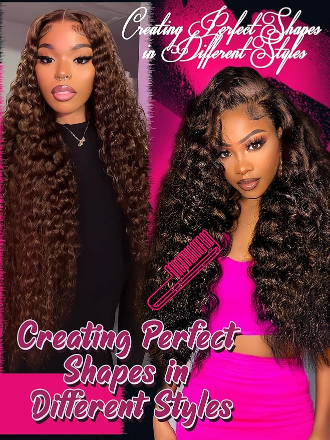 Human Hair Bundles 4 Bundles Hair Extensions 16 18 20 22 Inch Water Wave 100% Unprocessed Curly Brazilian Virgin Hair Wet and Wavy Human Hair Brown #4