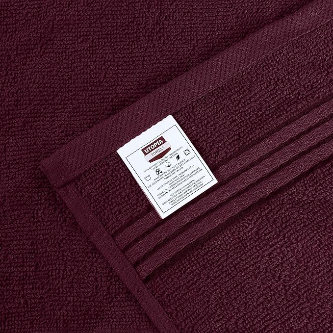 Utopia Towels - Luxury Wash Cloths Set (12 x 12 Inches) 600 GSM 100% Cotton Ring Spun, Highly Absorbent and Soft Feel Washcloths for Bathroom, Spa, Gym, and Face Towel (Burgundy) (216 Pack)