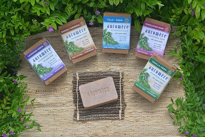 Auromere Ayurvedic Bar Soap, Lavender Neem - Eco Friendly, Handmade, Vegan, Cruelty Free, Natural, Non GMO (2.75 oz), 5 pack