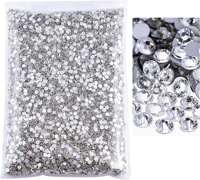Blinginbox Flatback Rhinestones Bulk,14400pcs Crystal Round Loose Gemstones Glass Rhinestones for Crafts Makeup Nail Art Clothes Shoes DIY Decorations(SS10,2.7-2.9mm,Crystal)