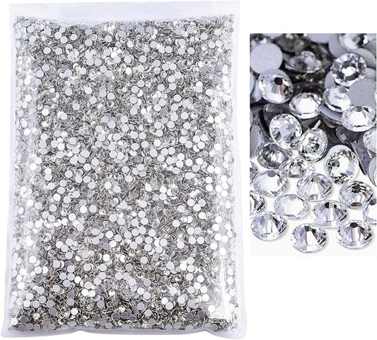 Blinginbox Flatback Rhinestones Bulk,14400pcs Crystal Round Loose Gemstones Glass Rhinestones for Crafts Makeup Nail Art Clothes Shoes DIY Decorations(SS3-S20,Crystal)