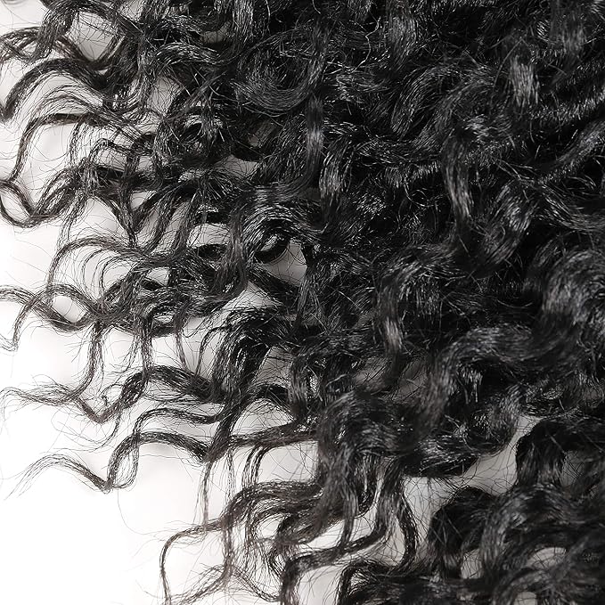 Aipin Goddess Locs Crochet Hair 18 Inch Boho River Locs Hippie Locs Wavy Crochet With Curly Hair In Middle And Ends Braids Hair Extensions (7Packs,18 inch, 1B)