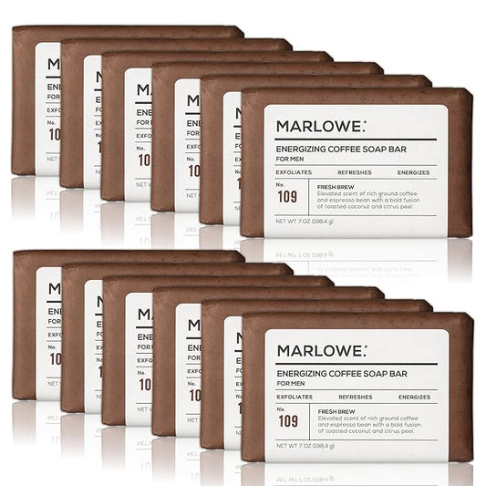 No. 109 Coffee Bar Soap 7 oz (12 bars) – Exfoliating Body Scrub for Men with Natural Extracts, Caffeine, Coffee Bean & Cocoa Butter – Energizing Fresh Brewed Scent