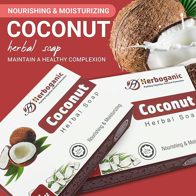 Coconut Herbal Soap | Pack of 6 of 5oz soap Bar | Ideal for Men and Women, Soothing and Nourishing Soap for Moisturization