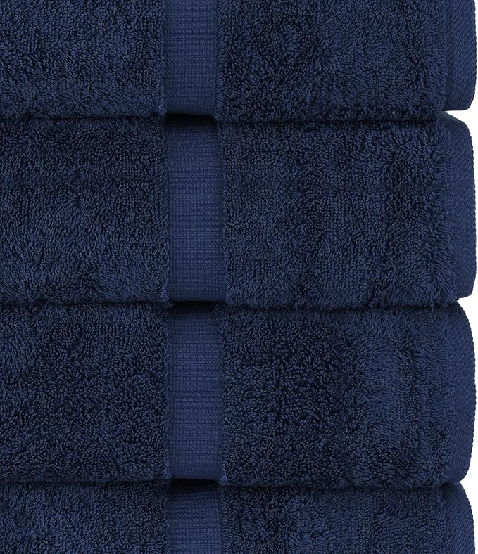 Chakir Turkish Linens Premium Cotton Absorbent Turkish Towels (Bath Towel - Set of 4, Navy Blue)