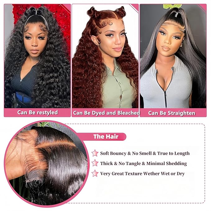5x5 Hd Lace Closure Glueless Wigs Human Hair Pre Plucked Pre Cut Deep Wave 100% Raw Human Hair Wig Reay to Wear and Go Curly Closure Wig for Black Women Human Hair Wet and Wavy Natural Hairline