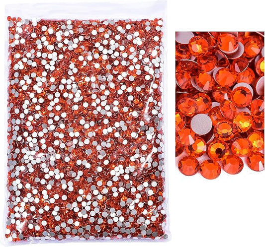 Blinginbox Flatback Rhinestones Bulk,14400pcs Crystal Round Loose Gemstones Glass Rhinestones for Crafts Makeup Nail Art Clothes Shoes DIY Decorations(SS10,2.7-2.9mm,Orange)