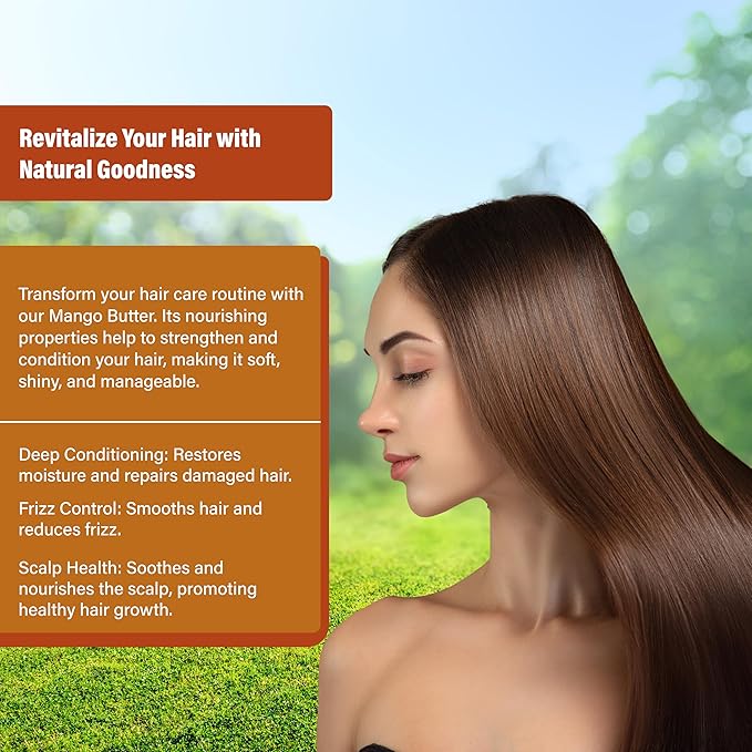 Raw Mango Butter 8 oz. - 100% Pure Natural Unrefined - Great for Skin, Body and Hair Growth. DIY Soap Making, Body Butter, Lotions and Creams.