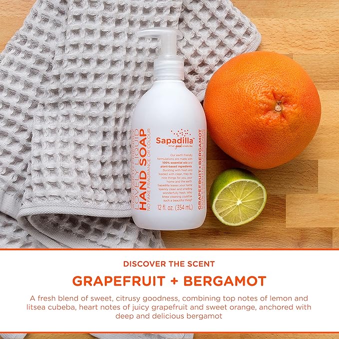 Sapadilla Liquid Hand Soap - Three Scent Variety - Made with 100% Pure Essential Oil Blends, Cleansing & Moisturizing, Aromatic & Fragrant Hand Soap, Plant Based, Biodegradable, 12 Ounce, (Pack of 3)