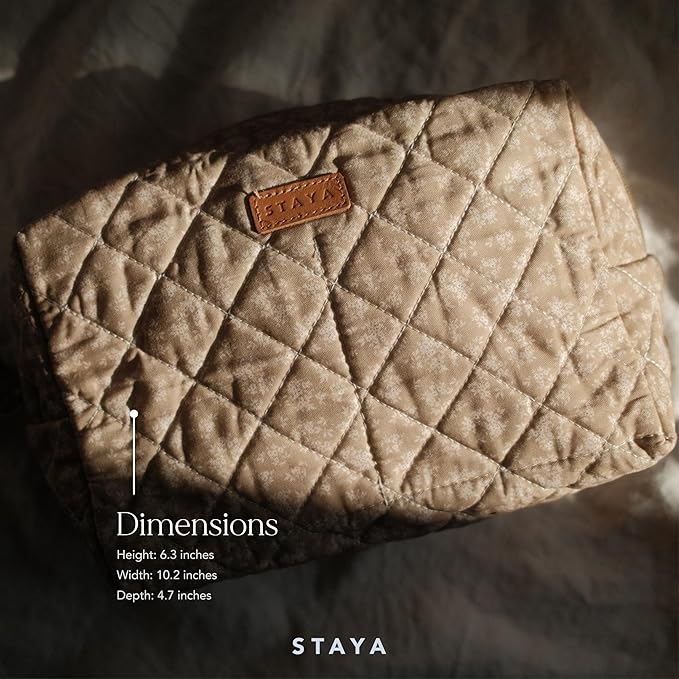 Staya Quilted Toiletry Pouch - Compact, Versatile, and Stylish Bag for All Your Essentials (Floral Canvas)