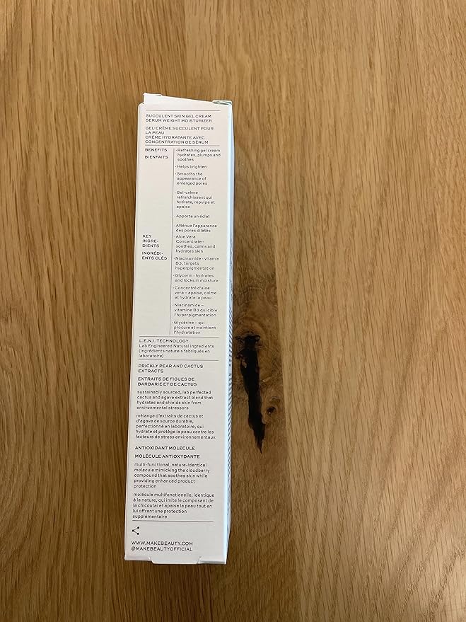 MAKE Beauty Succulent Skin Gel Cream - Hydrating Face Moisturizer. Lightweight Cream Gel with Cactus Extracts and Hyaluronic Acid. Non-Comedogenic Daily Moisturizer for All Skin Types - 1.7 Fl Oz