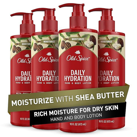 Old Spice Daily Hydration Hand & Body Lotion for Men with Shea Butter, 24/7 All Day Hydration, 16 fl oz (Pack of 4)