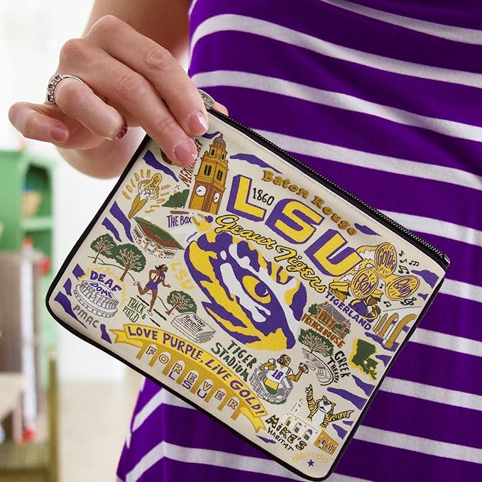 Catstudio Collegiate Zipper Pouch, Louisiana State University Travel Toiletry Bag, Ideal Gift for Alumni, Makeup Bag, Dog Treat Pouch, or Travel Purse
