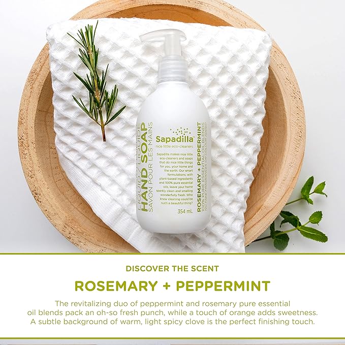 Sapadilla Liquid Hand Soap - Three Scent Variety - Made with 100% Pure Essential Oil Blends, Cleansing & Moisturizing, Aromatic & Fragrant Hand Soap, Plant Based, Biodegradable, 12 Ounce, (Pack of 3)