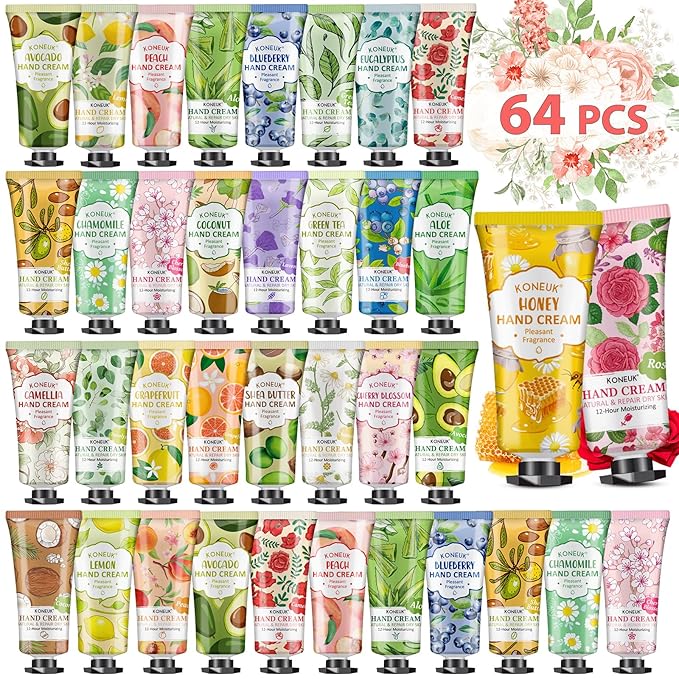 64 Pack Moisturizing Hand Cream Set For Women, Mothers Day Gifts for Mom, Bulk Hand Lotion Travel Size for Dry Cracked Hands, Mini Hand Cream for Nurse Gifts and Teacher Appreciation Gifts