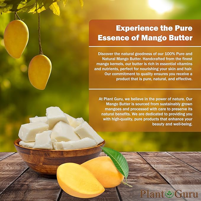 Raw Mango Butter 30 oz. / 1.9 lbs. - 100% Pure Natural Unrefined - Great for Skin, Body and Hair Growth. DIY Soap Making, Body Butter, Lotions and Creams.