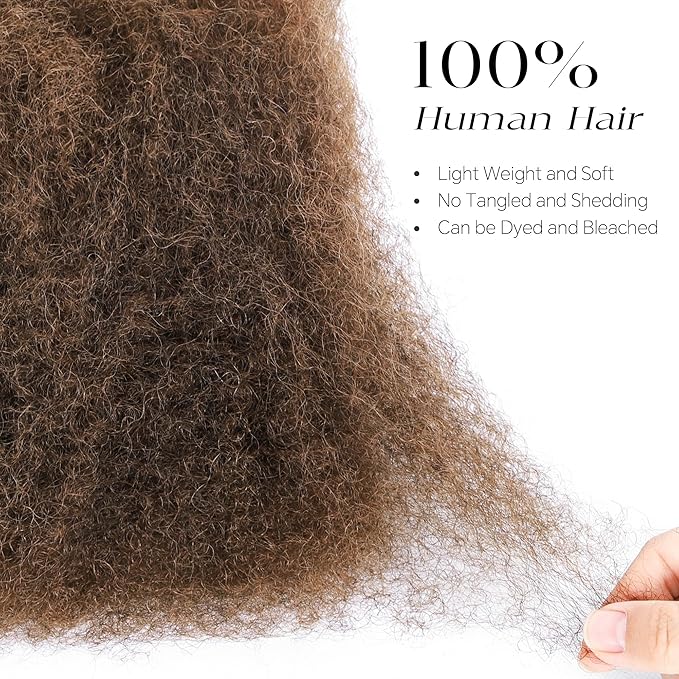 BLL Afro Kinkys Bulk Human Hair-100% Human Hair for Mini Twist Braiding Dreadlock Loc Extensions Afro Kinky Curly Hair Bulk Black Color (4#, 14 Inch (Pack Of 1))