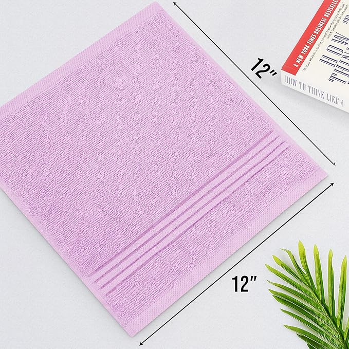 Utopia Towels - Luxury Wash Cloths Set (12 x 12 Inches) 600 GSM 100% Cotton Ring Spun, Highly Absorbent and Soft Feel Washcloths for Bathroom, Spa, Gym, and Face Towel (Lavender) (216 Pack)