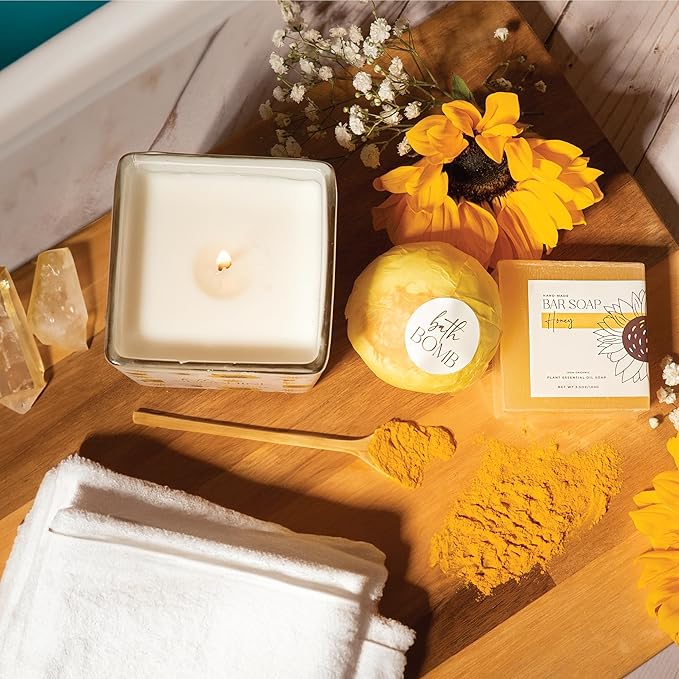 The Love Crate Co Sunflower Gifts for Women, 15pc Gift Box for Birthdays, Get Well Soon Basket, Thinking of You Care Package, Sunshine and Wellness Presents for Women.