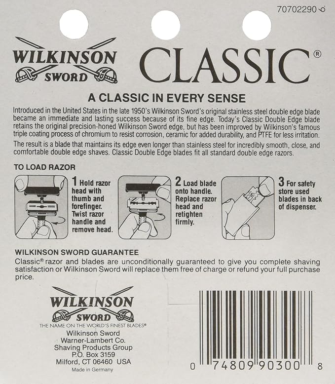 Wilkinson Sword Classic Stainless Steel Double Edge Razor Blades 5 Count (Pack of 20)