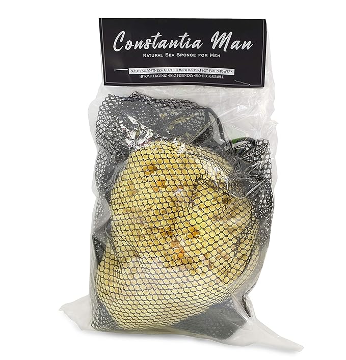 Real Sea Sponge for Men - Extra Large 6"-7", Totally Natural, Kind on Skin for an Invigorating Shower, Supplied in Breathable Mesh Bag. Great for The Gym, Grooming, Bath & Body Gift by Constantia Man