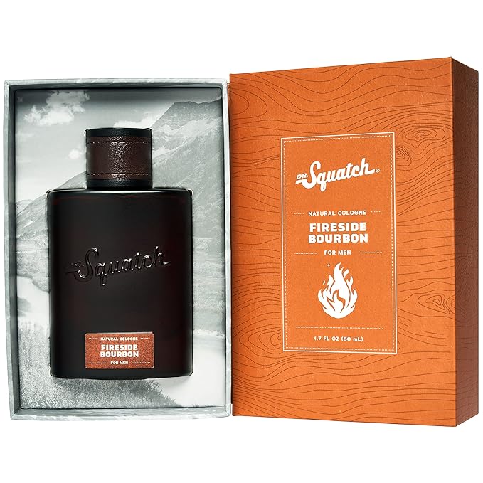 Dr. Squatch Natural Cologne for Men - Scent-Lock Technology and Sustainably-Sourced Ingredients - Fireside Bourbon Cologne (1.7 fl oz)