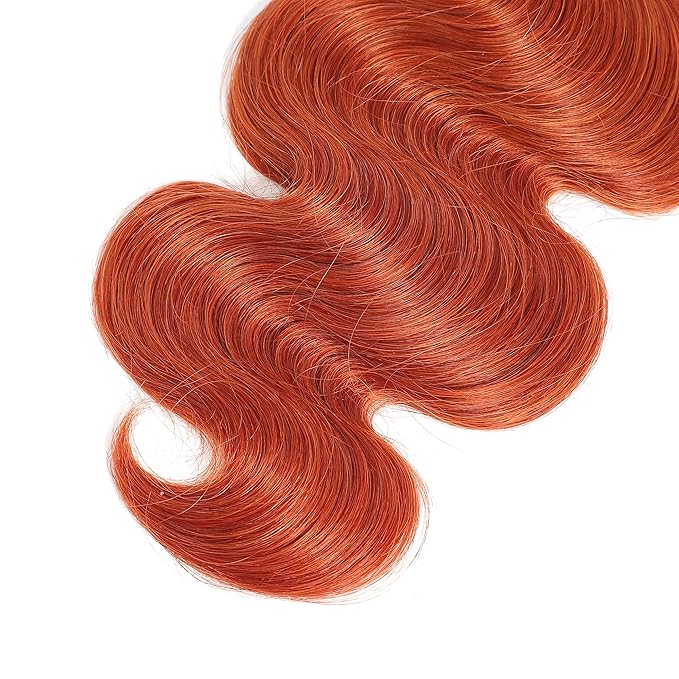 Remy Hair Brazilian Human Hair Body Wave Bundles - Orange Ginger, 12 Inch, Single
