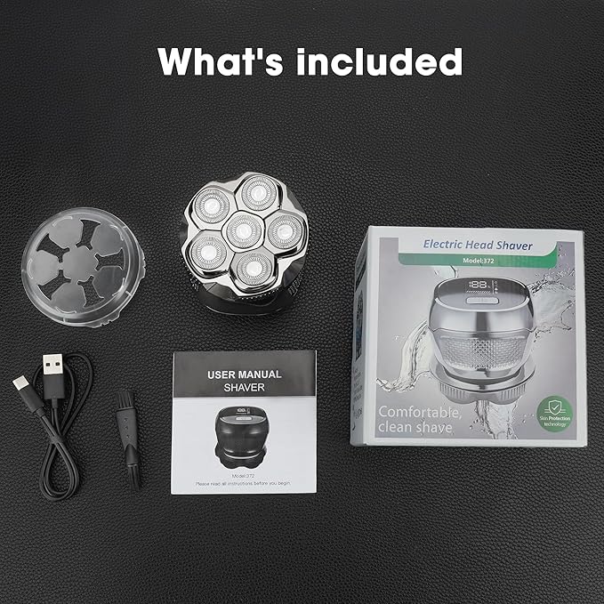 Karrte Head Shavers for Bald Men, 6D Magnetic Electric Razor with 2 Gear High-Speed Motor for Fast Shaving, IPX6 Waterproof, Hypoallergenic Wet/Dry Shaving Razor with LED Display & Travel Lock Silver